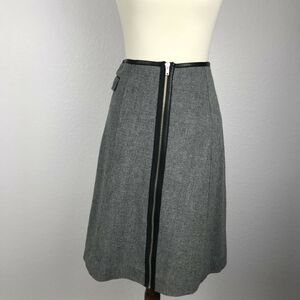 Band of Outsiders Leather Trim A-Line Skirt FLAW